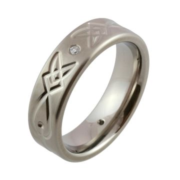 Titanium Celtic Knot and Twin Diamonds Wedding Ring