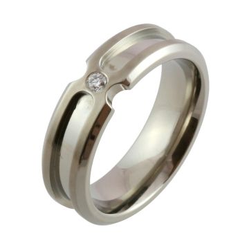 Titanium Machined and Diamond Wedding Ring