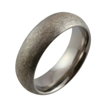 Titanium & Silver Brushed Inlaid Wedding Ring