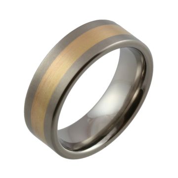 Titanium with Red and Yellow Gold Inlays Wedding Ring