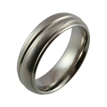 Shoulder Cut Edges with Diagonal Groove Titanium Wedding Ring