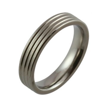 Multi Grooves with Satin Finish Titanium Wedding Ring