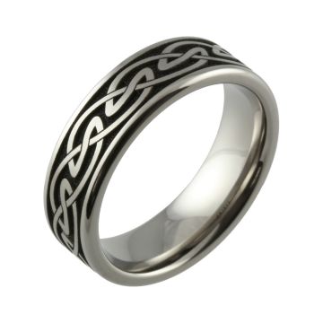 Laser Engraved Continuous Celtic Knot Titanium Men’s Wedding Ring