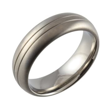 Court with Twin Grooves & Satin Top Ring