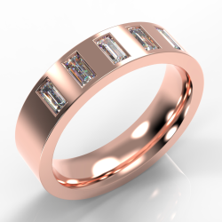 6mm Extra Heavy Flat Court with Baguette Diamonds | Rose Gold