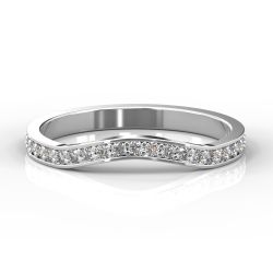 Gentle Curve Shape with Grain Set Diamonds | White Gold, Platinum, Palladium